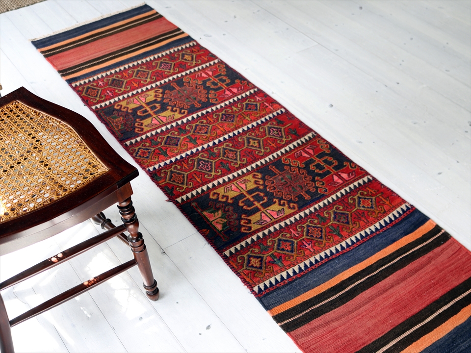 D4#size 30 x 198cmオールドキリム手織草木染1960Sジジム