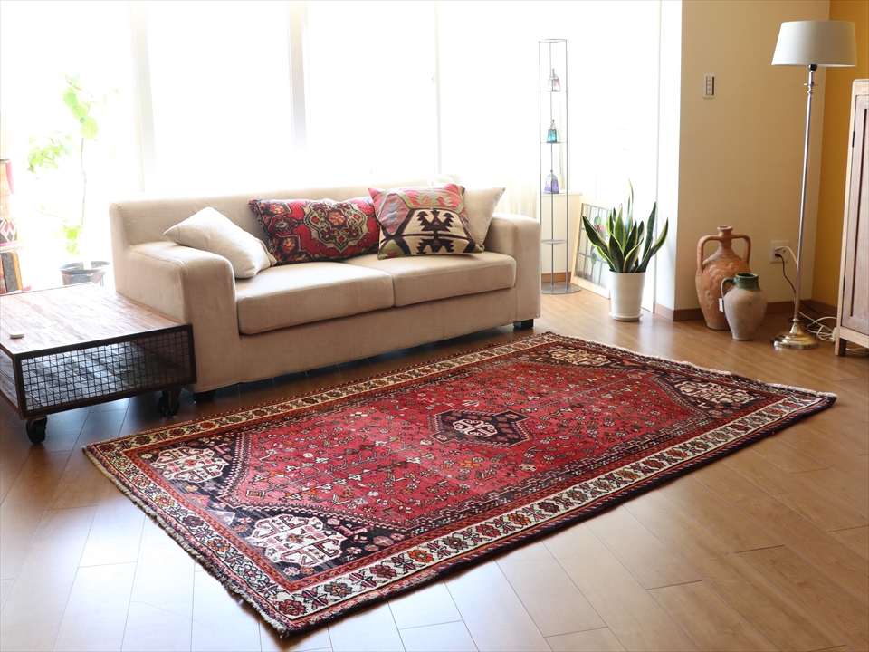 卓越 オールドエリアラグ ペルシャ 絨毯 カシュカイ族 ギャッベ 195