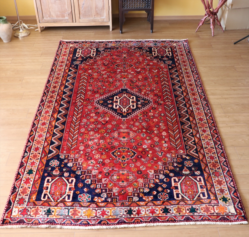 USED】寛ぎスペースに◎トライバルラグ 145cm×79cm アフガン地図