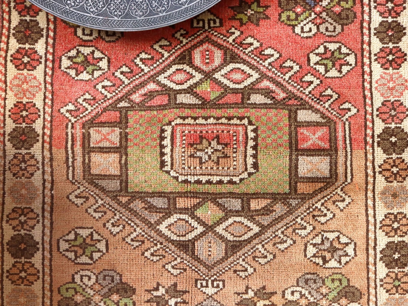 トルコ絨毯 オールドカーペット119×80cm 星のモチーフ