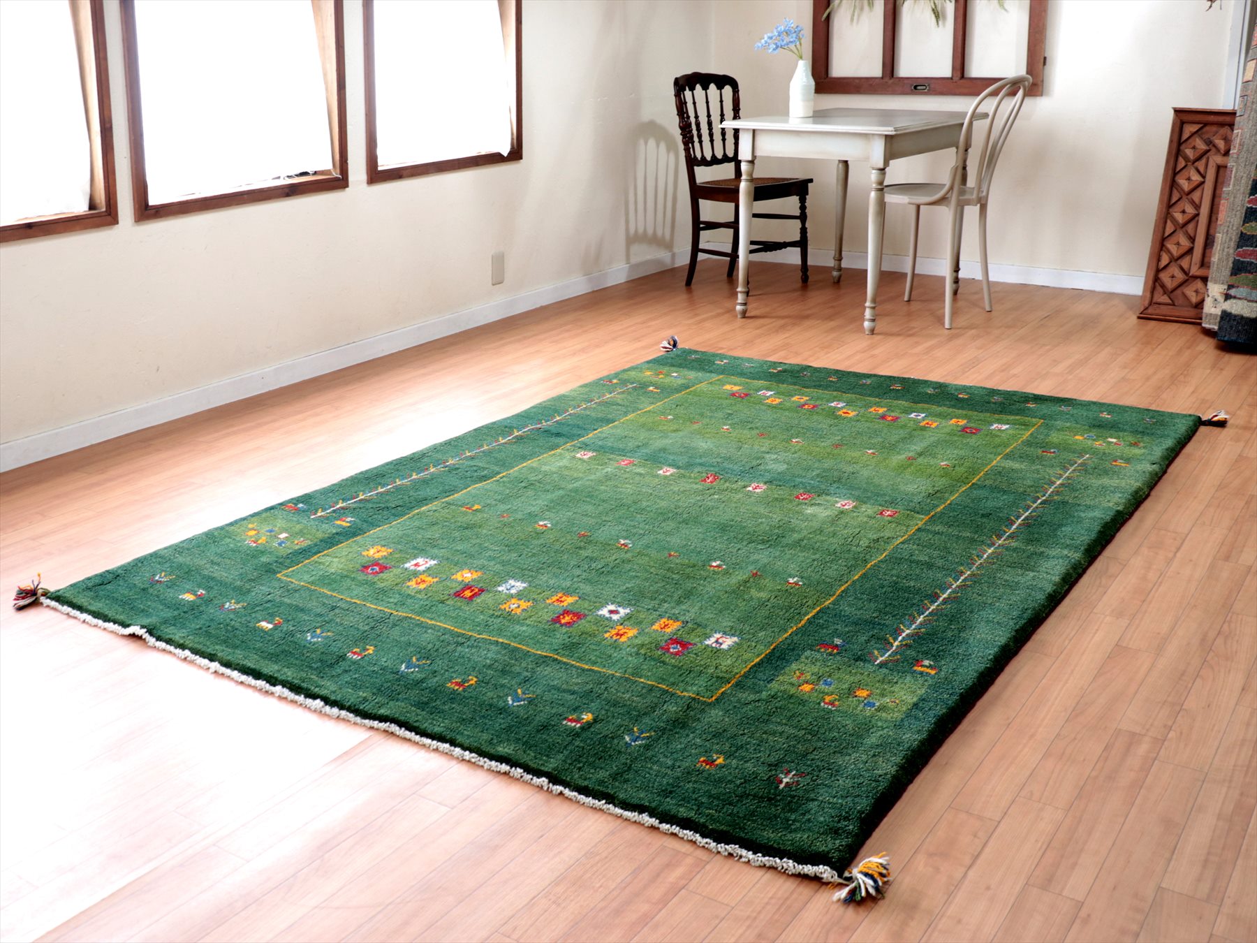 ペルシャギャッベリビングラグ197cmx156cm クリーニング済