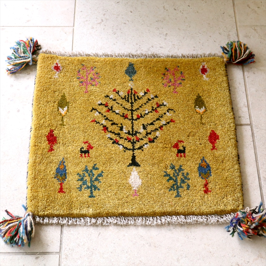 ギャッベ イラン産 座布団サイズ 45×44cm-